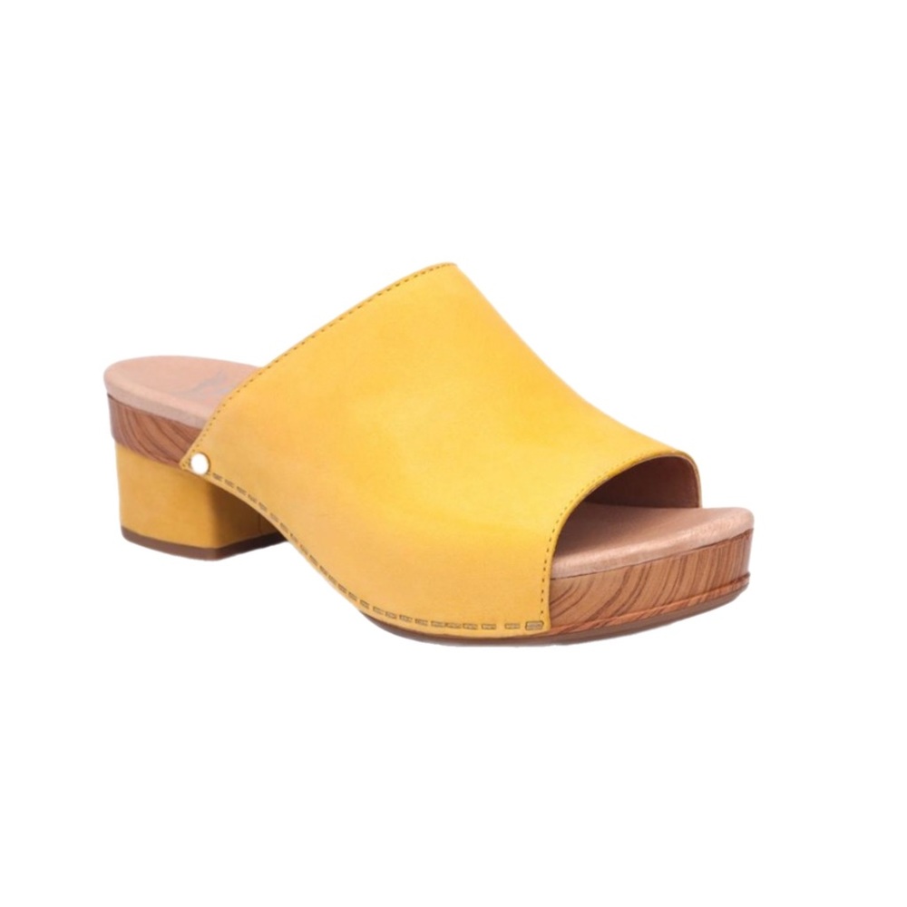 Dansko Yellow Leather Open-Toe Mule